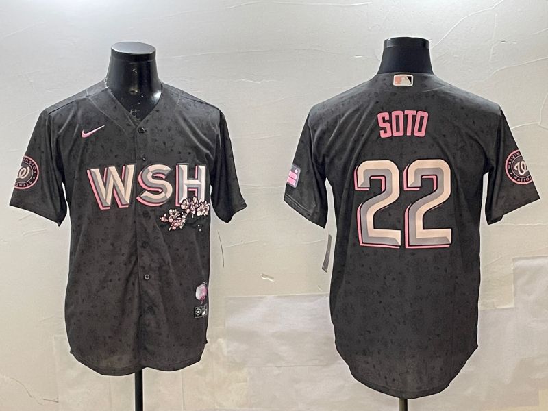 Men Washington Nationals 22 Soto Grey City Edition Game 2025 Nike MLB Jersey style 1